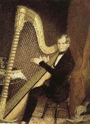 unknow artist an early 19th century pedal harp player oil painting reproduction